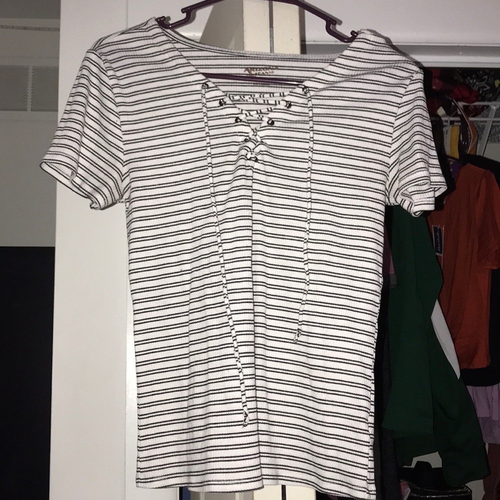 black and white shirt